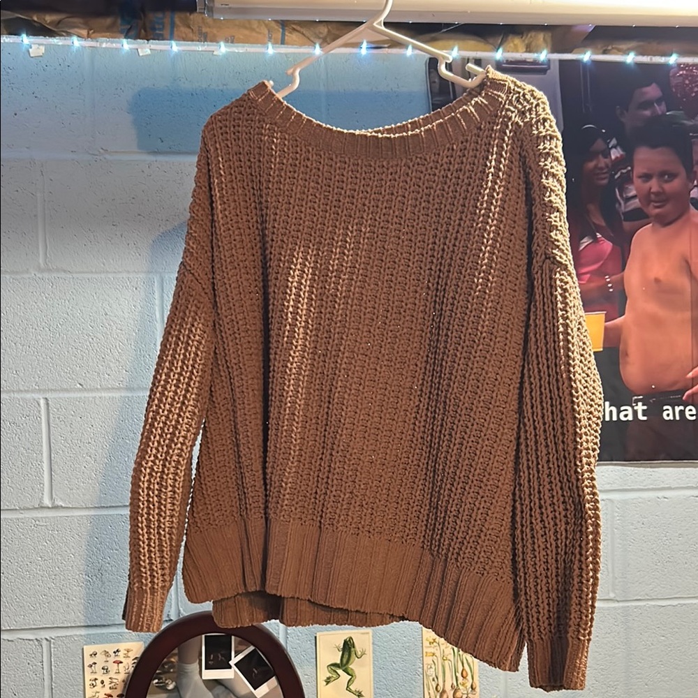 American Eagle Cozy Brown Knit Sweater